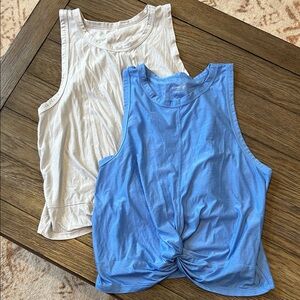 Old Navy White and Light Blue Tank Tops - Twist Front
